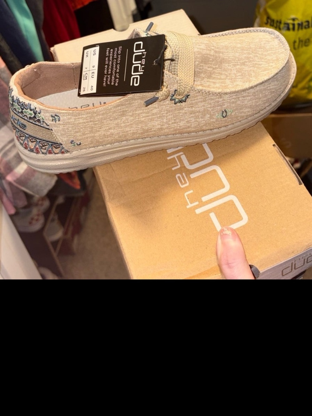 Hey Dude Women's Tan Wendy Slip-On with Embroidered Accents